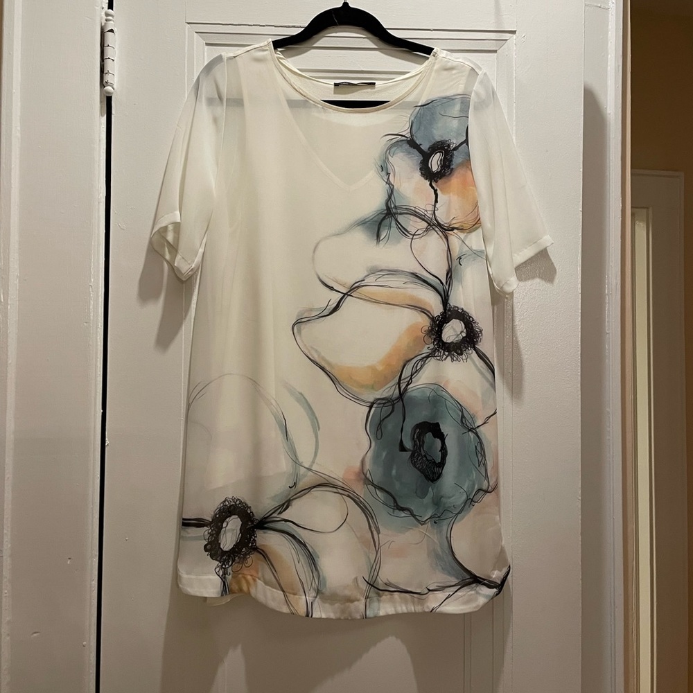 Long top M&S, painted silk, US size 10